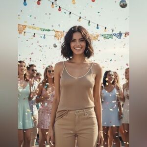 FAMA Stylish Tan Tank Top